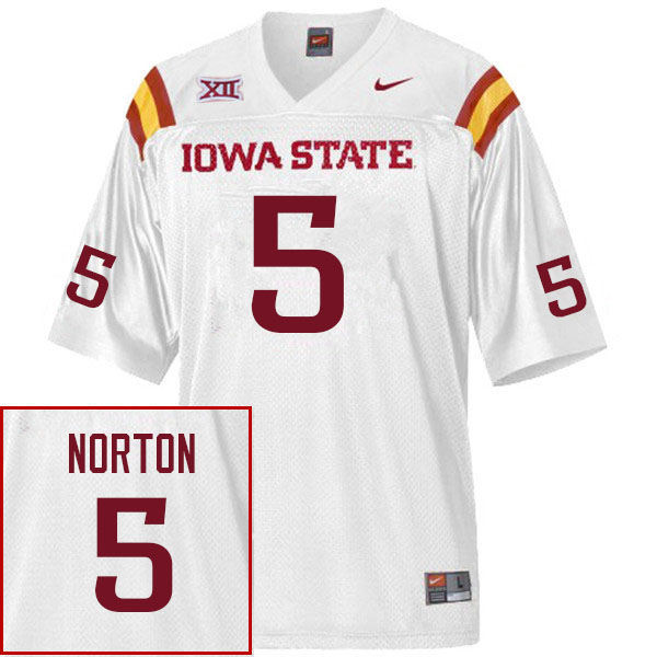 Men #5 Cartevious Norton Iowa State Cyclones College Football Jerseys Sale-White - Click Image to Close